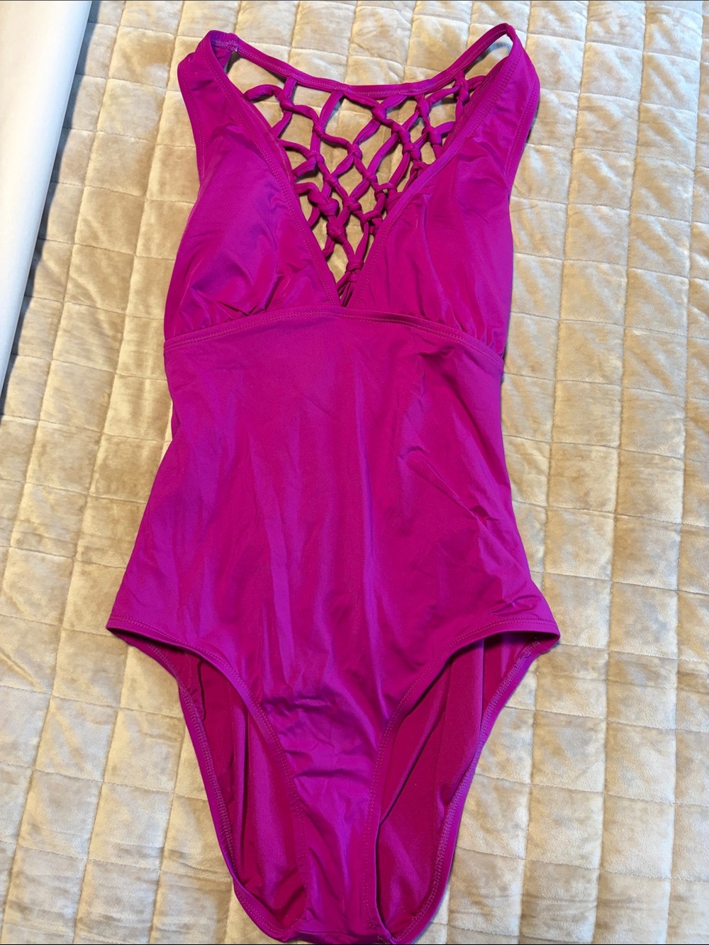 Jantzen Magenta One-Piece Swimsuit with Lattice Back